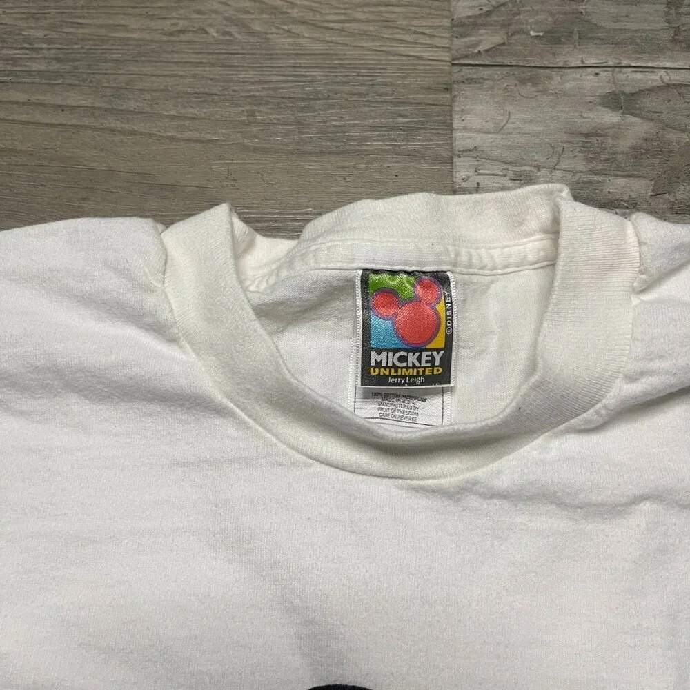 Vintage Mickey Unlimited Jerry Leigh Single Stitch T-Shirt XL Red White - Picture 5 of 6